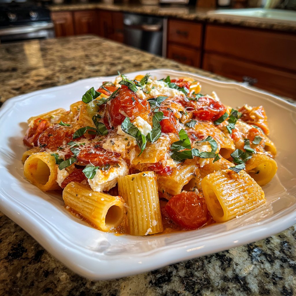 Rigatoni mit Tomaten und Ricotta