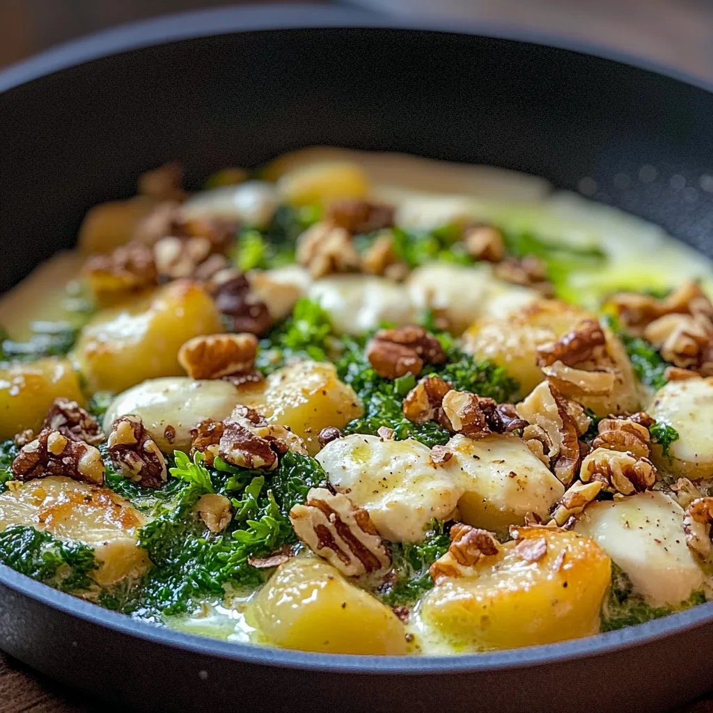 Grünkohl vegetarisch mit Gnocchi, Mascarpone, Gorgonzola und Walnüssen