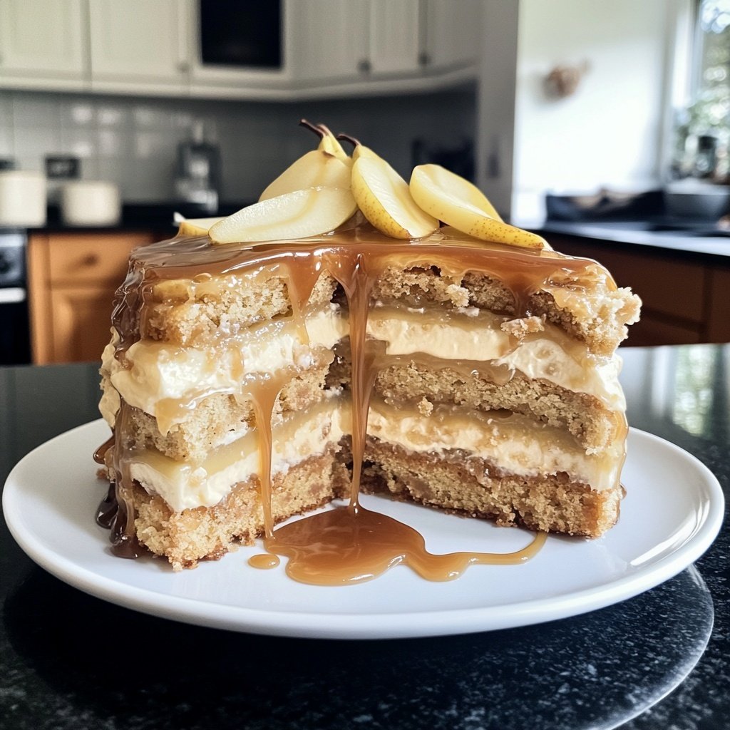 Birnen-Karamell-Käsekuchen-Torte