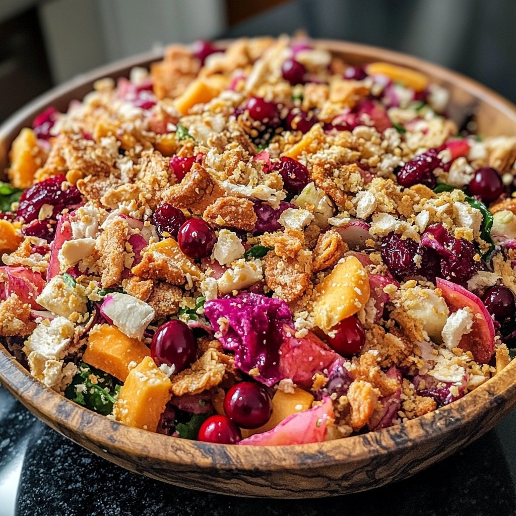 Wintersalat mit Butternutkürbis Rosenkohl Cranberries Pekannüssen und Roter Bete